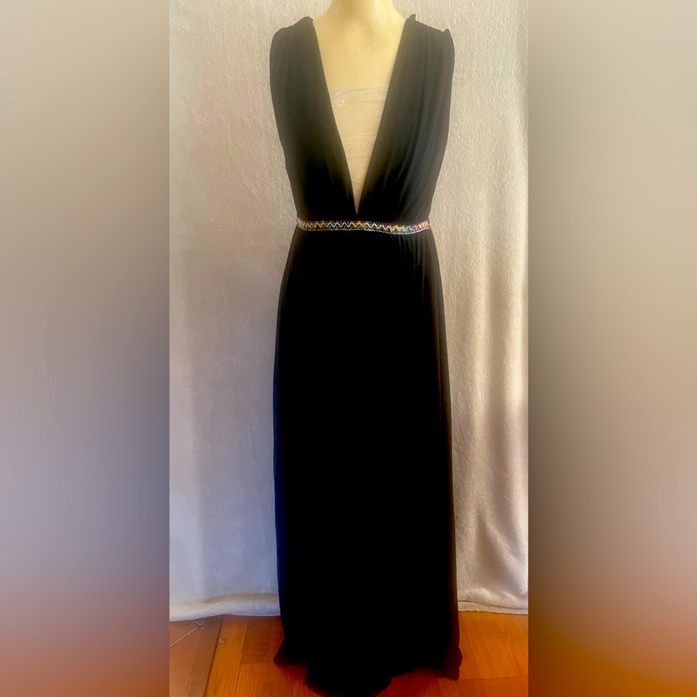 Zara Black Plunge Maxi Gown